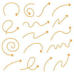 Fototapeta premium Hand drawn arrow vector icons set. sketch arrow design for business plan and education.
