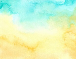 Abstract Watercolor Wash Turquoise and Yellow Gradient Texture.