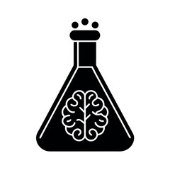AI Lab Flask with Brain Idea Icon Vector Illustration