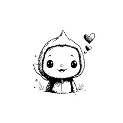 Adorable baby with a sweet smile wearing a hoodie surrounded by hearts vector illustration design