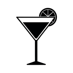 Cocktail Glass with Lemon Slice Icon Vector Illustration