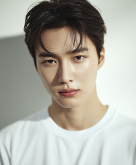 handsome korean asian male model. man beauty, man's hair model