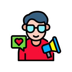 Influencer Marketing lineal color icon