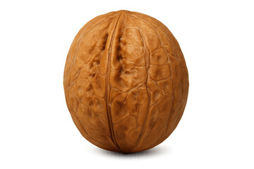 Close-up of a single walnut shell, highlighting its texture and organic form against a transparent background