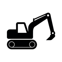 Excavator Silhouette Icon Vector Illustration