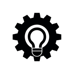 Gear and Bulb Combined Logo Icon Vector Illustration