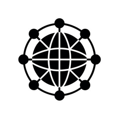 Globe with Connection Nodes Icon Vector Illustration