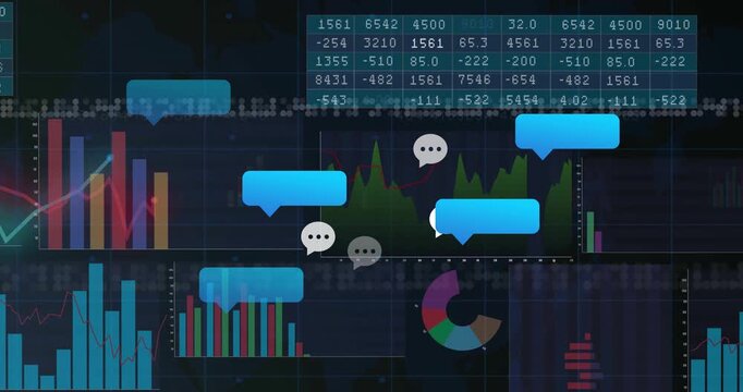On startup dashboard showing charts growing and chat bubbles floating for live insights