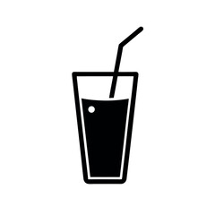 Lemonade Glass with Straw Icon Vector Illustration