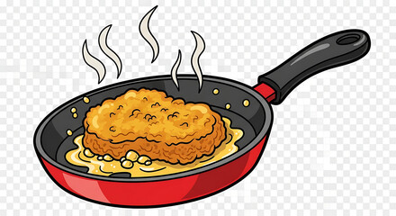 Nuggets being fried in a pan.