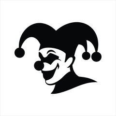 Jester Silhouette Vector – Court Jester Clown Head Icon