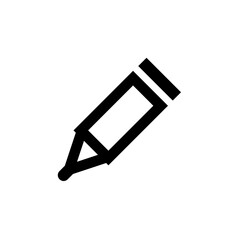 Simple black and white icon depicting a pen or marker for writing.