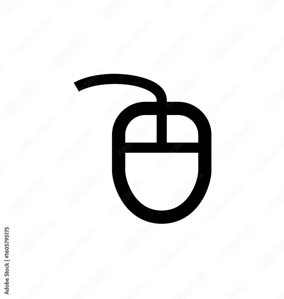 Fototapete simple line drawing of a computer mouse, depicting a common computer peripheral.
