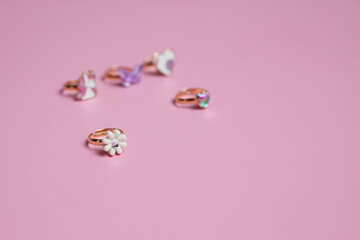 Jewelry for child girl, bravelet and ring, colorful accessory