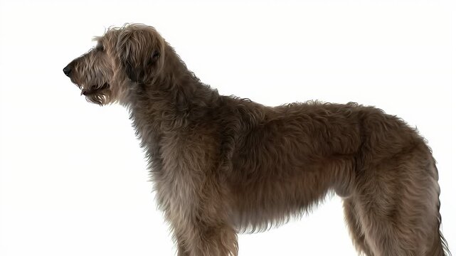 Light Brown Irish Wolfhound Panting on White Background Canine Breed