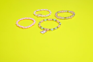 Jewelry for child girl, bravelet and ring, colorful accessory
