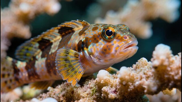 Colorful Reef Fish Swimming Near Coral Reef in Clear Ocean Water with Closeup Camera Work