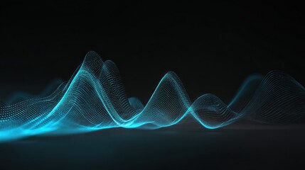Abstract digital waves of light on a dark background.