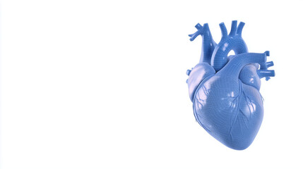 Stylized anatomical human heart with blue chamber on a white background.