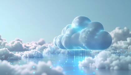Minimalist Cloud Computing Concept with Digital Connections
