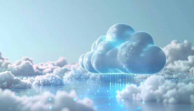 Minimalist Cloud Computing Concept with Digital Connections