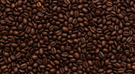 Fototapeta premium Aromatic Delight: Close-up of Rich, Roasted Coffee Beans Texture Background