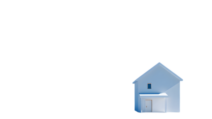 Minimalist 3D white house with sky on white background