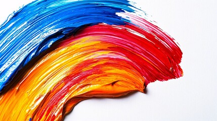 Abstract paint strokes in vibrant colors, creating a dynamic swirl pattern on a white background.