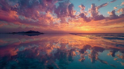 Aerial Salar de Uyuni at Sunset/サラール・デ・ウユニの夕暮れの空中映像