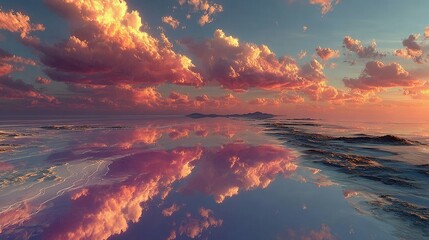 Aerial Salar de Uyuni at Sunset/サラール・デ・ウユニの夕暮れの空中映像