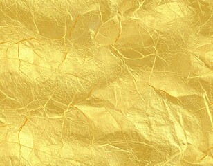 Fototapeta premium Crinkled Gold Foil Texture Abstract Metallic Surface with Intricate Folds and Reflections.