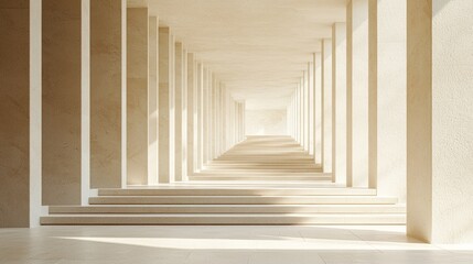 Fototapeta premium Empty light-filled colonnade