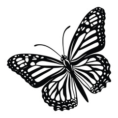 Flying butterflies silhouette black set isolated on transparent background