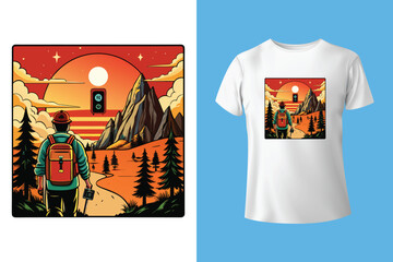 Hiking t-shirt Vector best hiking t shirt design