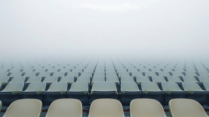 Fototapeta premium Rows of empty seats await the next big event in a grand stadium under the bright sky