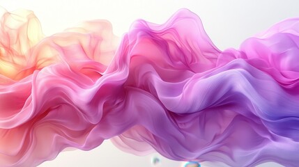Obraz premium Elegant Flowing Fabric in Soft Pink and Purple Hues on White Background