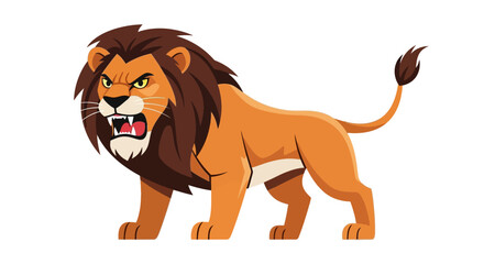 Obraz premium Ferocious Feline Illustration: An Angry Lion with Sharp Teeth and Menacing Gaze Captured in Detailed Vector Graphics