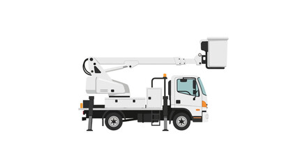 Fototapeta premium White Aerial Platform Truck Illustration for Industrial Maintenance and Service Operations provides clear depiction and conveys practical