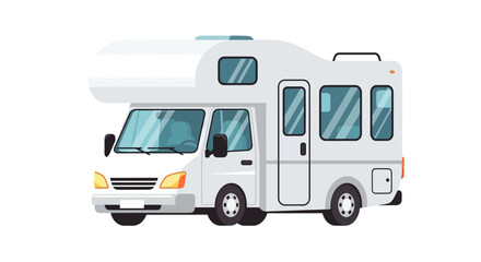 Illustration of a White Recreational Vehicle for Travel Adventures and Road Trip Vacations representing freedom, exploration, and family memories