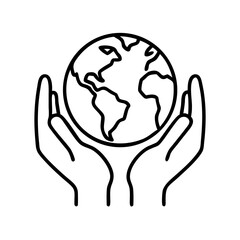 Woman's Hands Gently Cradle Earth One Line Art Global Responsibility