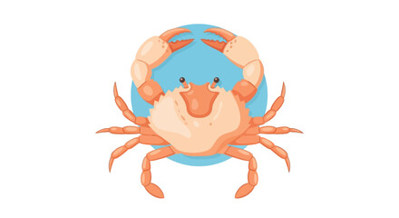 Adorable Cartoon Crab Illustration with a Round Blue Backdrop on Clean White Background creating playful and eye-catching imagery