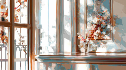 Frame on dresser reflecting window bars