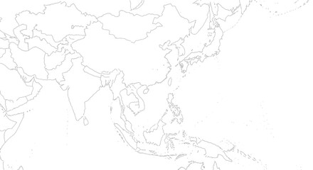 Fototapeta premium Detailed outline map of Asia showcasing geographical boundaries and continental landmasses with precision and minimalist design clarity