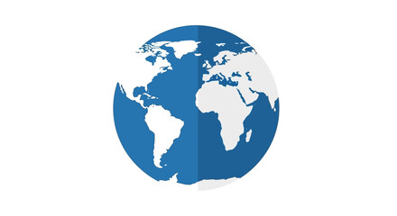 Stylized world globe illustration depicting continents in blue and white design for various applications and graphical purposes