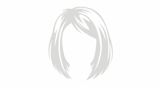 Monochromatic Hair Silhouette Graphic: A Stylish Avatar Template with Sleek Bob Cut and Angular Bangs for Digital Design Projects