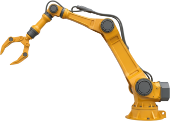 A Yellow Industrial Robotic Arm With A Gripper Is Depicted Against A Solid Transparent Background Ready To Isolate Transparent Background