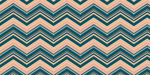Modern Chevron Seamless Pattern – Abstract Zigzag Background in Peach and Teal