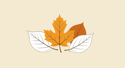 Stylized autumnal leaves composition on a light beige backdrop showcasing delicate graphic details and seasonal aesthetic conveying the autumn spirit
