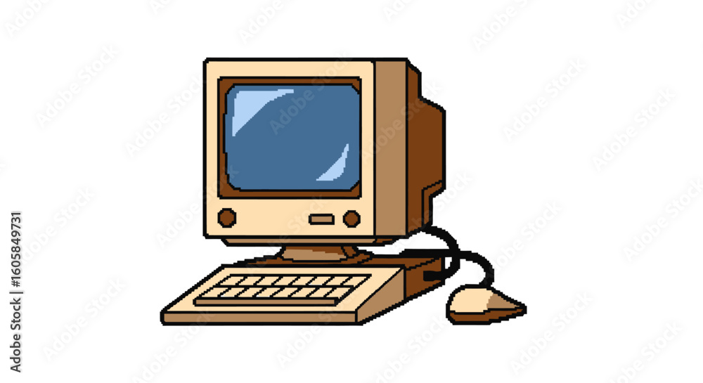 Fototapete vintage pixel art computer displaying nostalgic tech aesthetic and retro design elements for digital