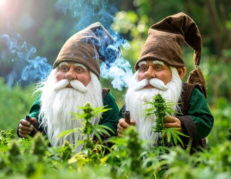The Gnomies Smoking Blunts In A Cannabis Field 